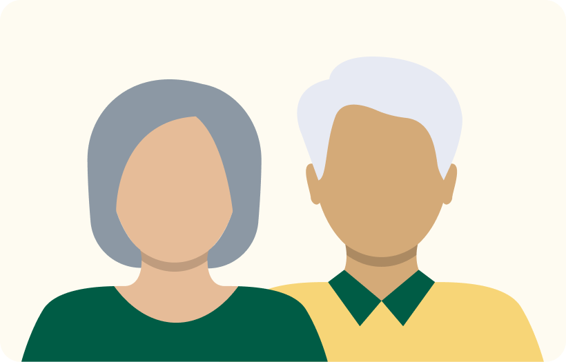 Icon representing Janelle, a 70-year-old woman, and Victor, a 72-year-old man